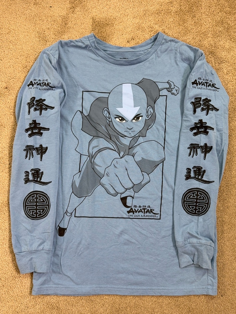 Avatar The Last Airbender Aang Graphic Long Sleeve Shirt - Light Blue